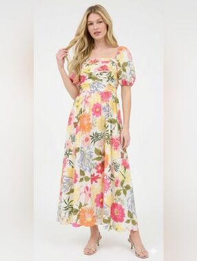Reformation "Lacey" Floral Midi Dress in Constanza size 12